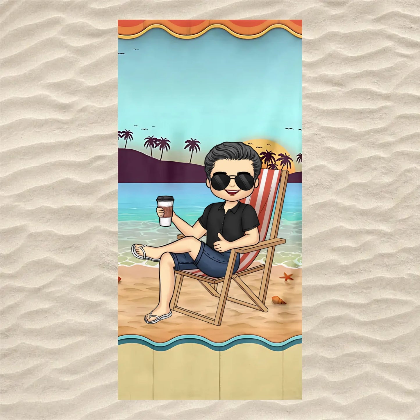 Piloji Personalized Beach Towel Man